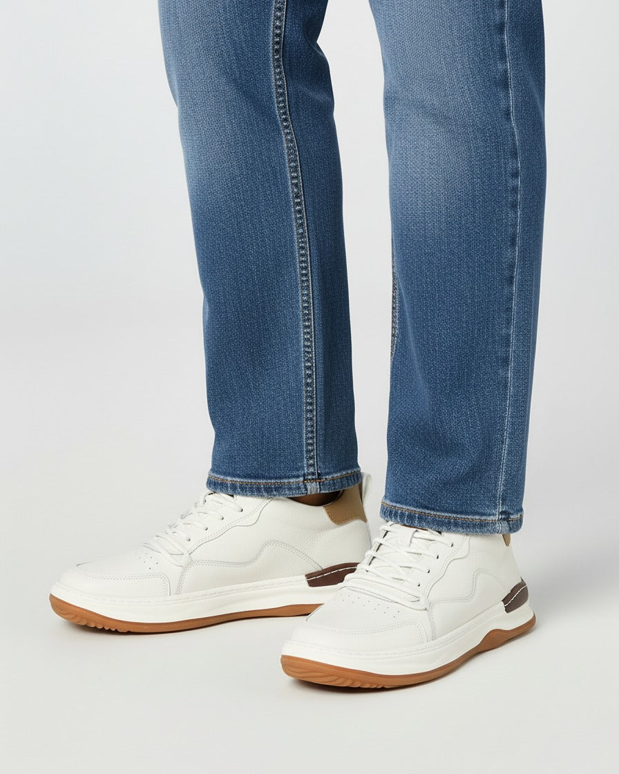Dael Shoes - Leather in White - plus front