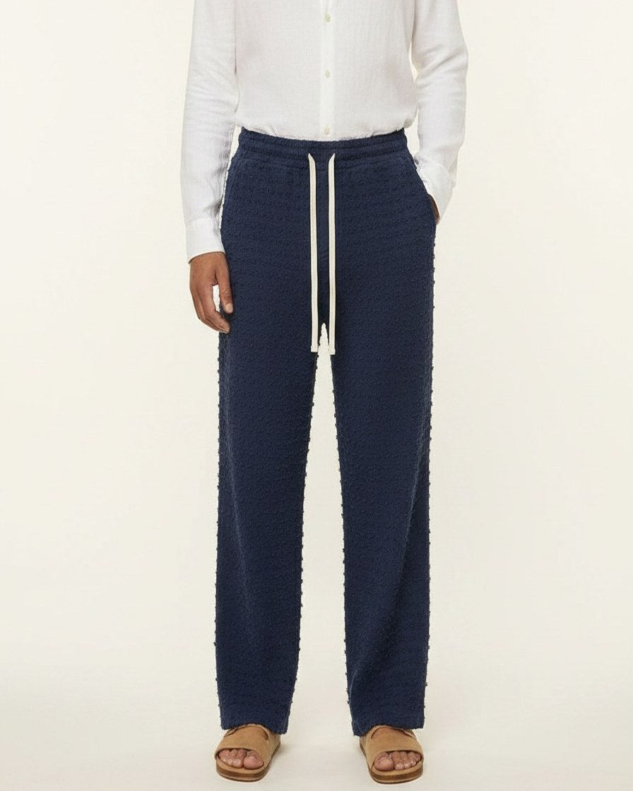 Sloane Trousers - Relaxed Wide-Leg in Blue - plus front