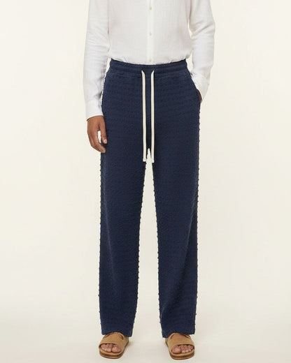 Sloane Trousers - Relaxed Wide-Leg in Blue - plus front