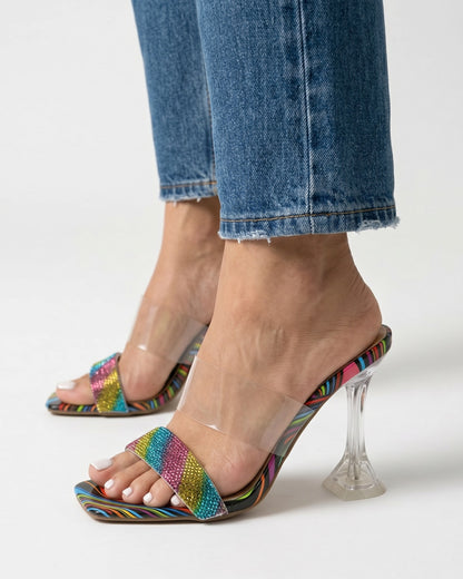 Raen Sandals - Square-Toe in Black - plus front