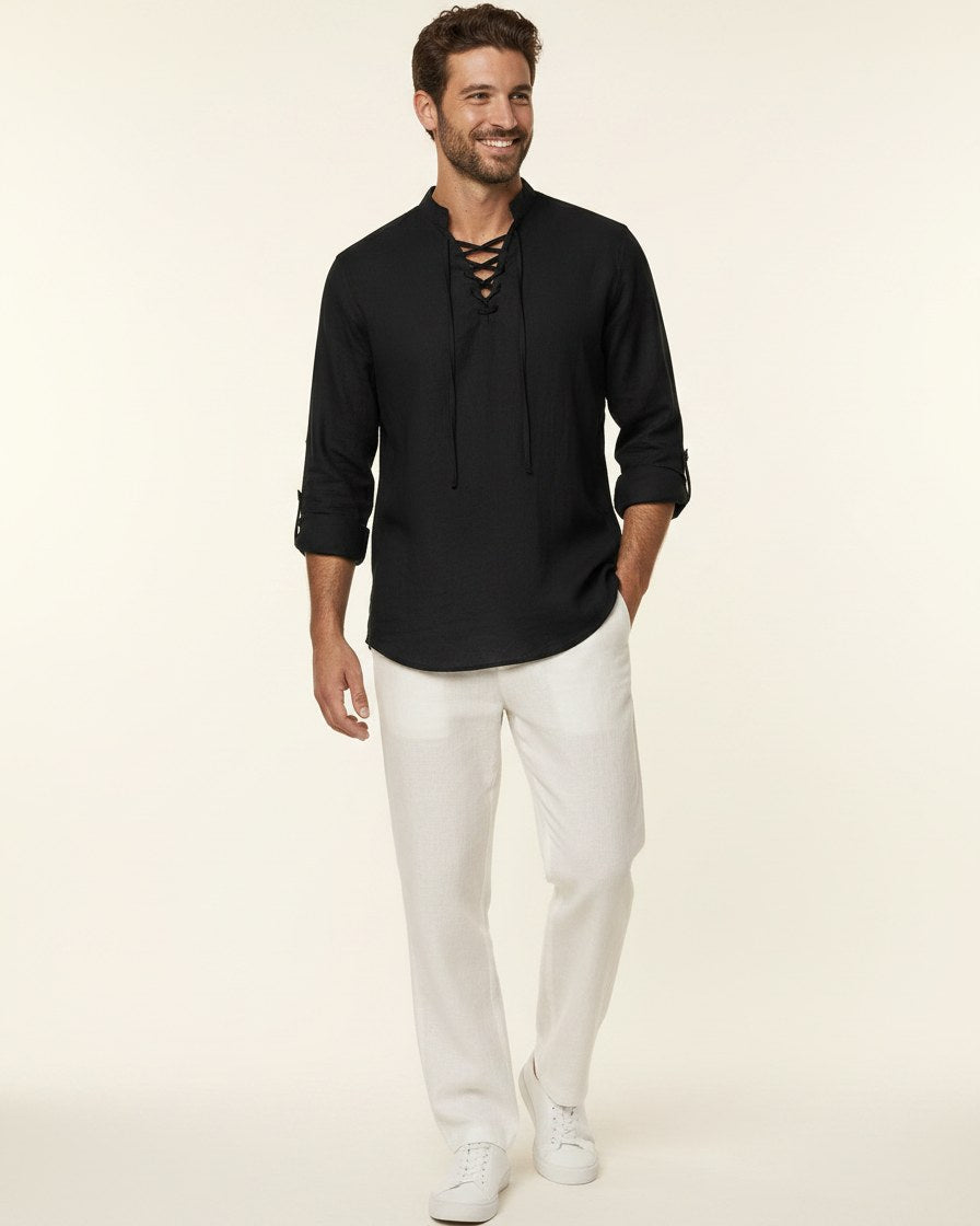 Vael Shirt - Relaxed Denim in Black - plus front