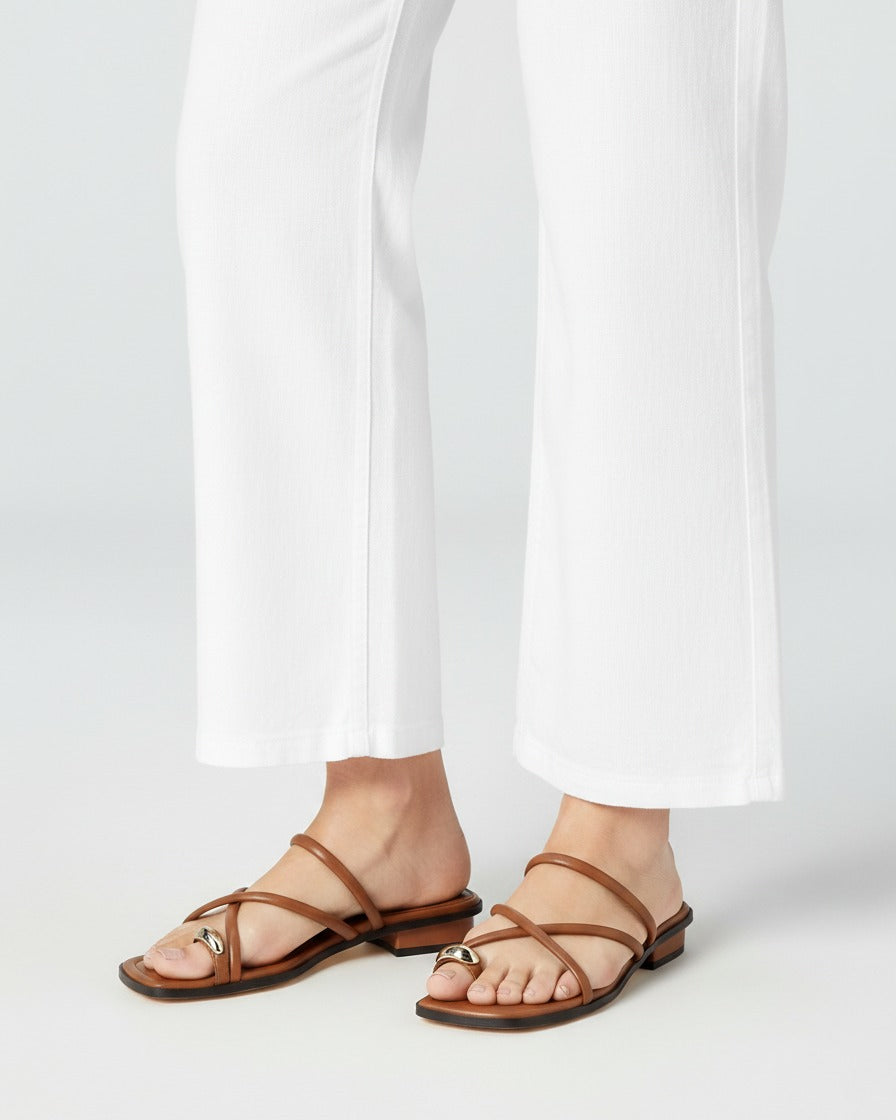 Lars Sandals - Square-Toe Block-Heel Leather in Brown - plus front