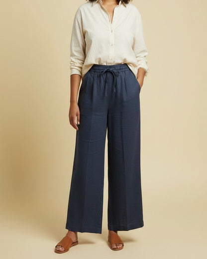 Cove Trousers - Wide-Leg Denim in dark blue - plus front