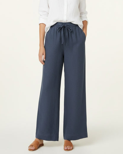 Noor Trousers - Wide-Leg Denim in dark blue - plus front
