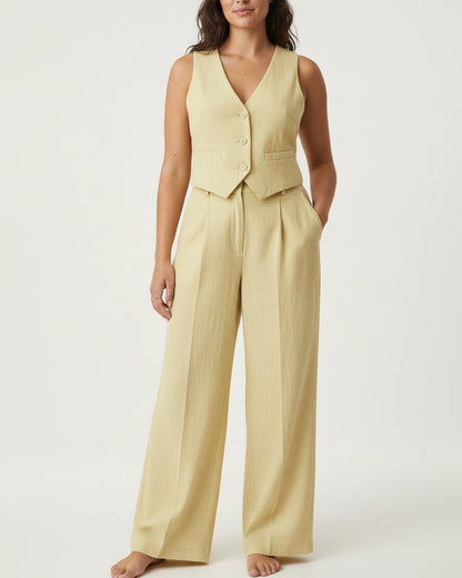 Ryder Vest - Relaxed Wide-Leg High-Waist Denim in Light yellow