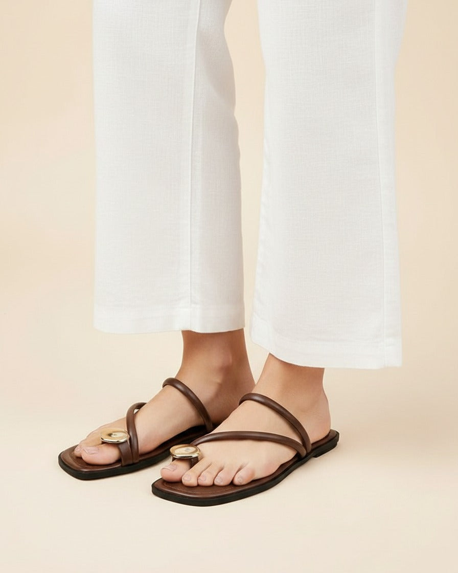 Sable Sandals - Square-Toe in Brown - plus front