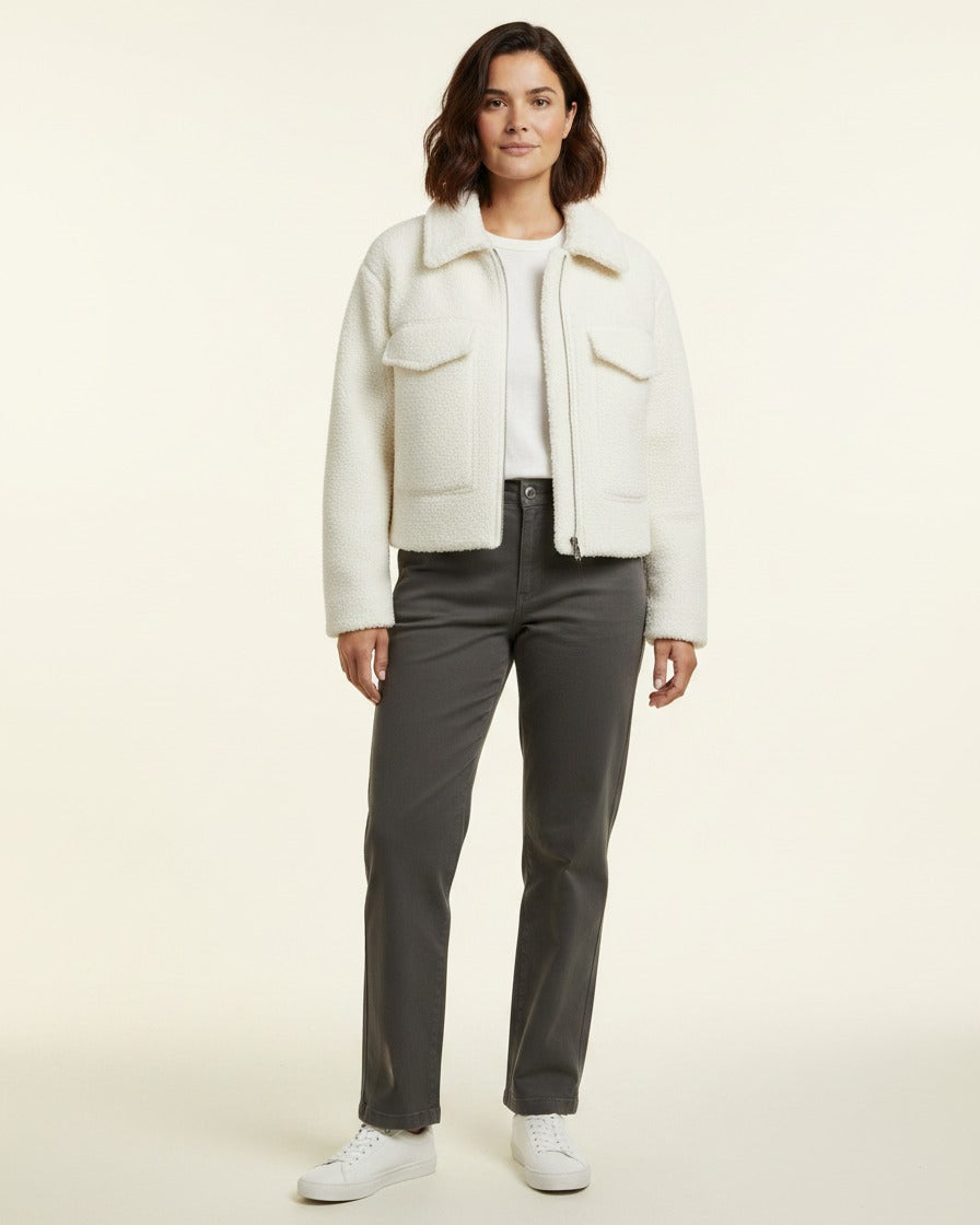 Quai Jacket - Zip in white - plus front