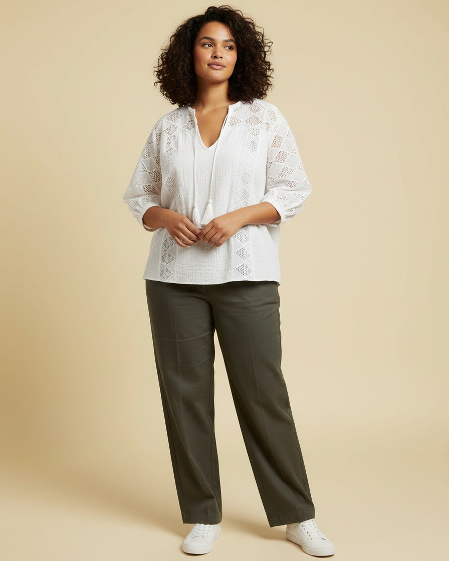 Luca Blouse - Cotton in WHITE - plus front