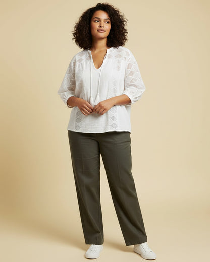 Luca Blouse - Cotton in WHITE - plus front