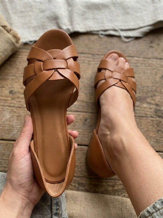 Serafine Sandals - Woven Cross-Strap
