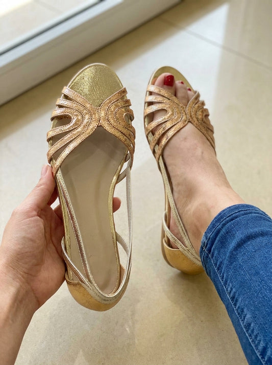 Eleonore Sandals - Metallic Peep-Toe
