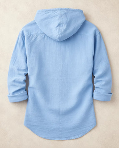Ivo Shirt - Relaxed Linen in Blue - profile back
