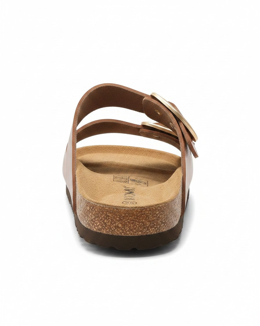 Vela Sandals - Faux Leather in Brown - profile back