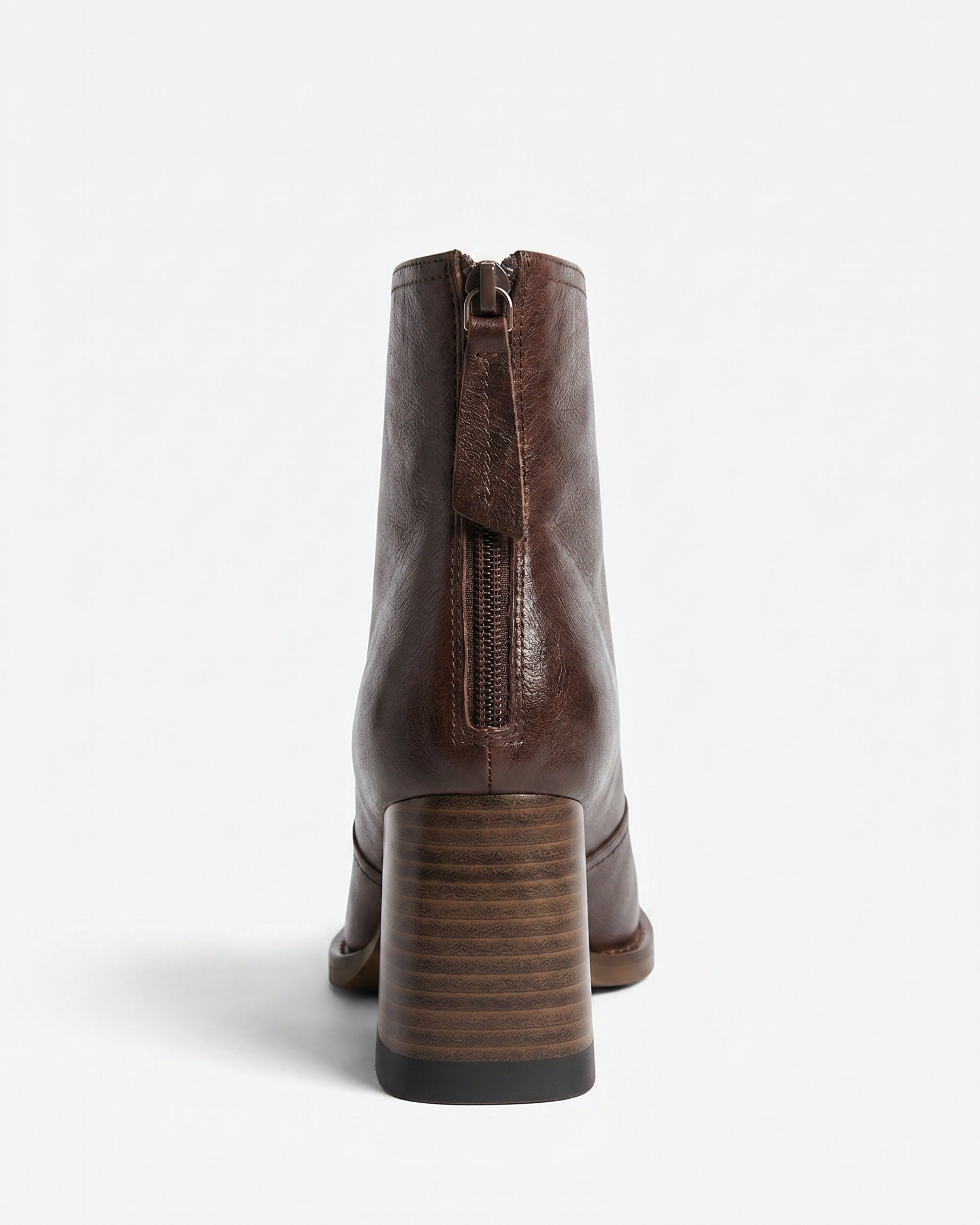 Sael Boots - Square-Toe Block-Heel Leather in Espresso - profile back
