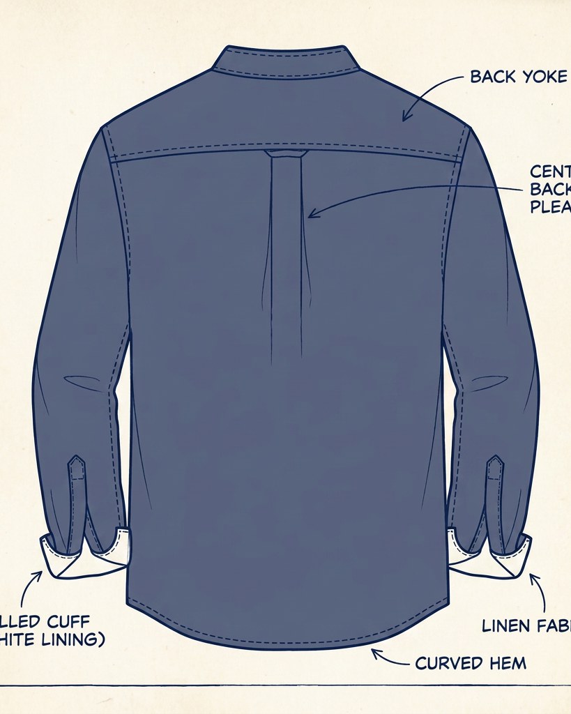 Wren Shirt - Relaxed Linen in Navy - profile back