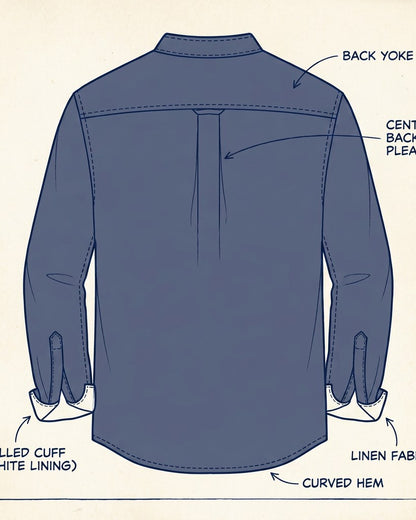 Wren Shirt - Relaxed Linen in Navy - profile back