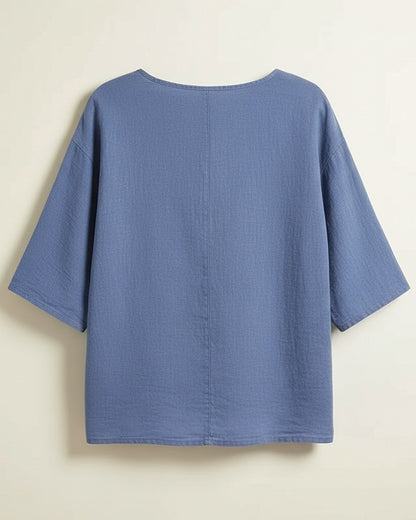 Jude Shirt - Relaxed Linen in Blue - profile back