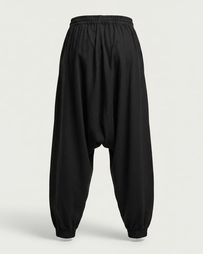 Jaan Trousers - Relaxed Wide-Leg Linen in Black - profile back