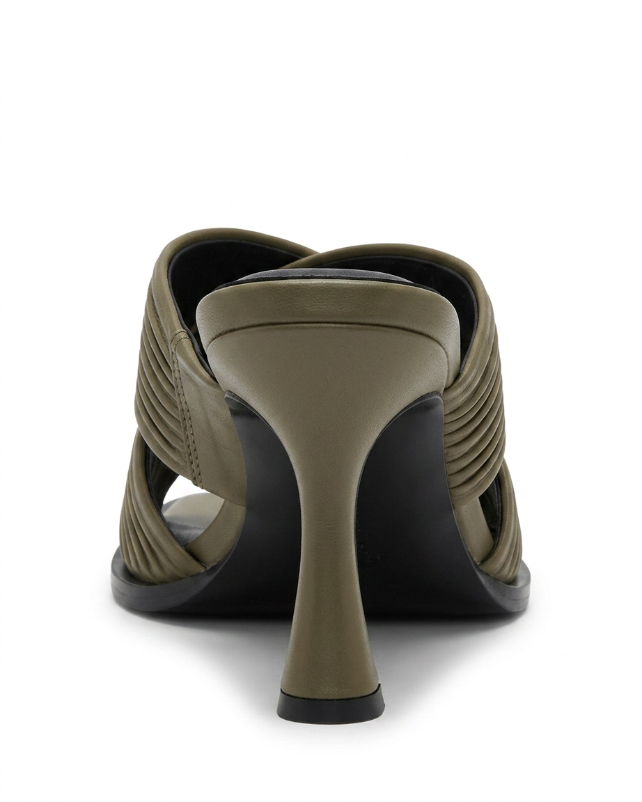 Faro Sandals - Square-Toe in Khaki - profile back
