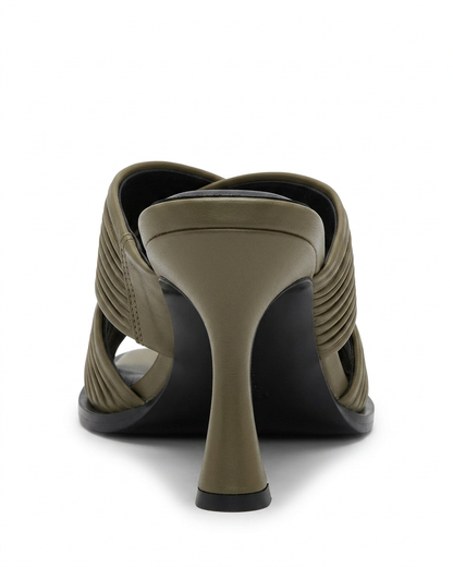 Faro Sandals - Square-Toe in Khaki - profile back