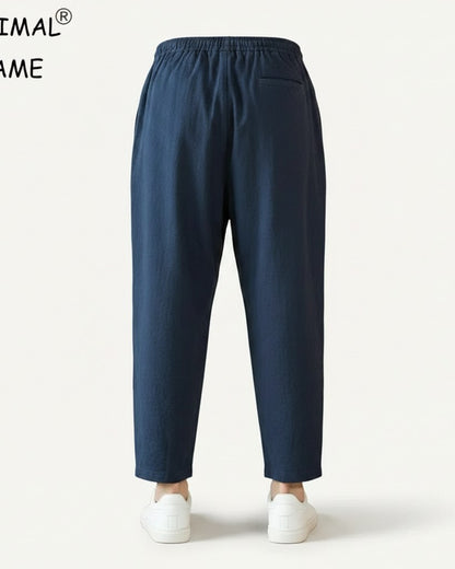 Pael Trousers - Relaxed Linen in Navy - profile back