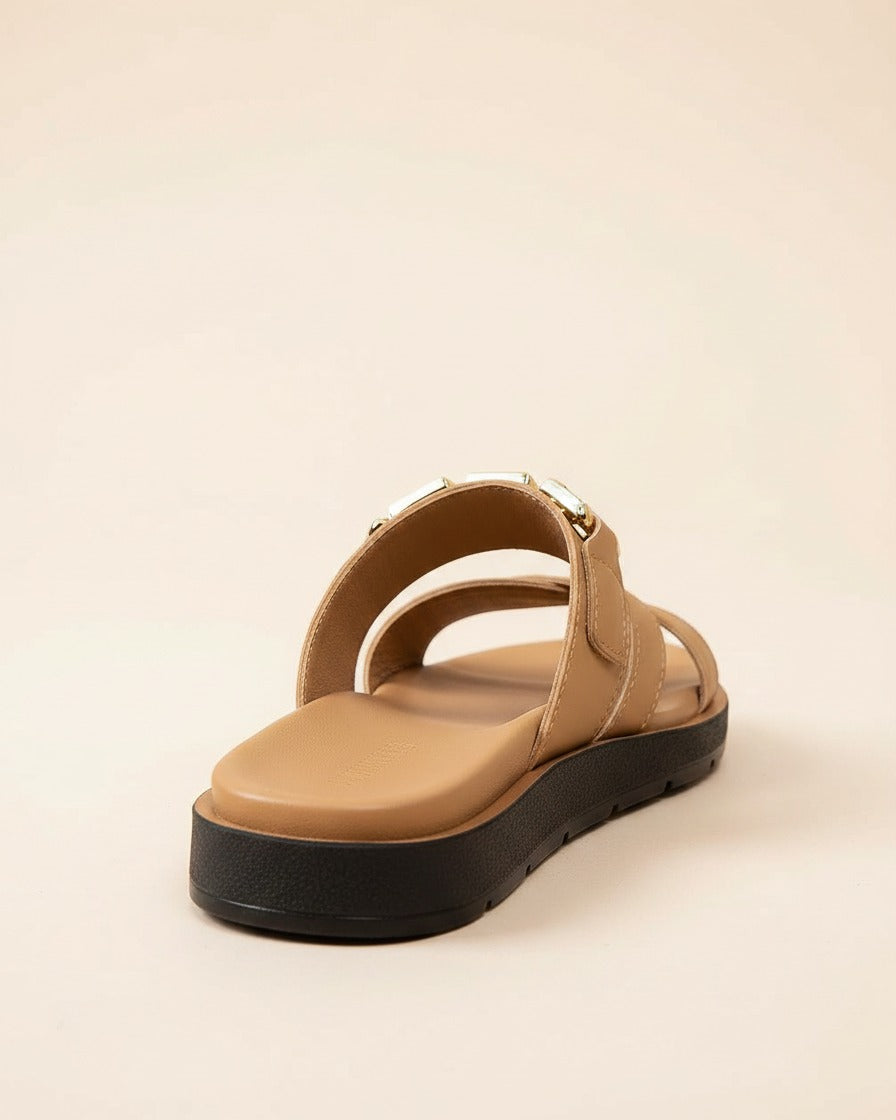 Pael Sandals - Leather in Camel - profile back