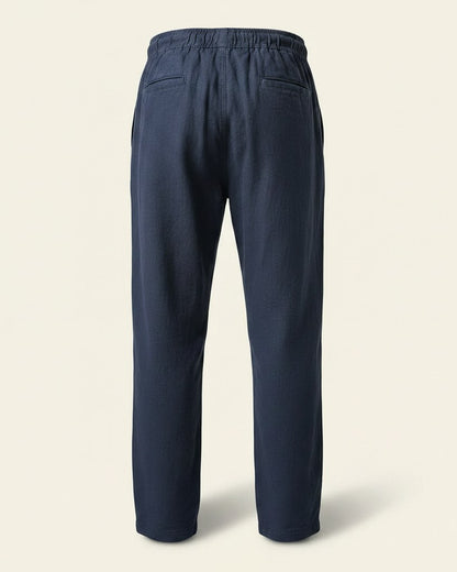 Lars Trousers - Relaxed Linen in Navy - profile back