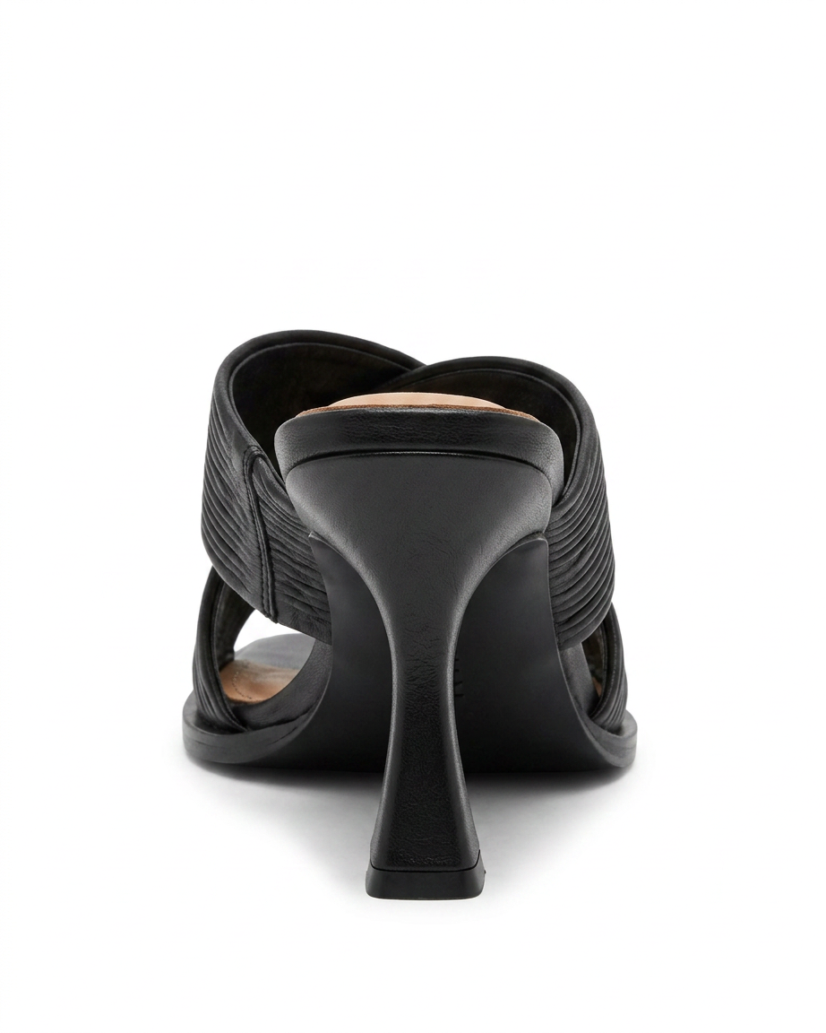 Faro Sandals - Square-Toe in Black - profile back black