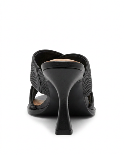Faro Sandals - Square-Toe in Black - profile back black