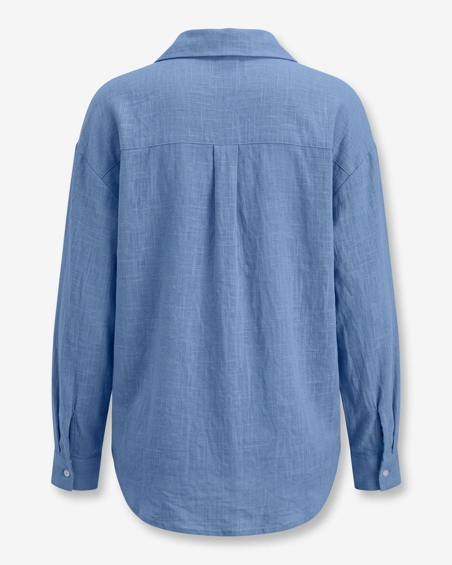 Ciel Shirt - Linen in Blue - profile back blue