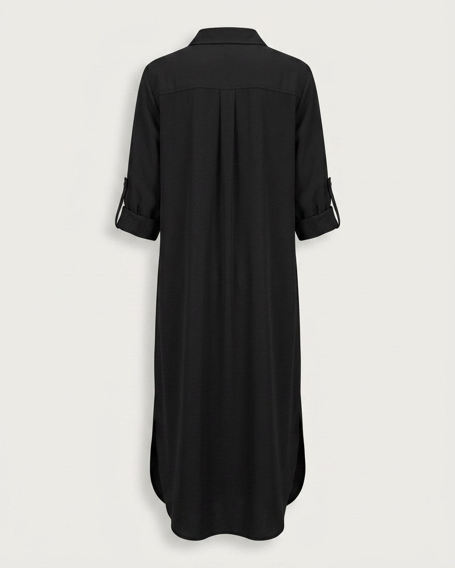 Aster Dress - Relaxed in Black - profile back