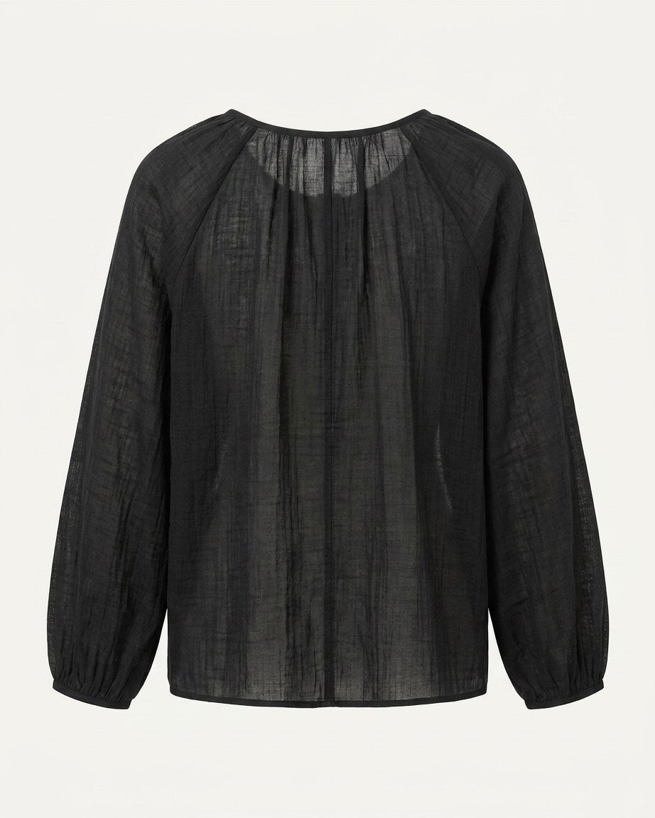 Luca Shirt - Relaxed Linen in Black - profile back