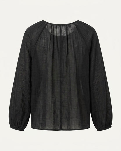 Luca Shirt - Relaxed Linen in Black - profile back