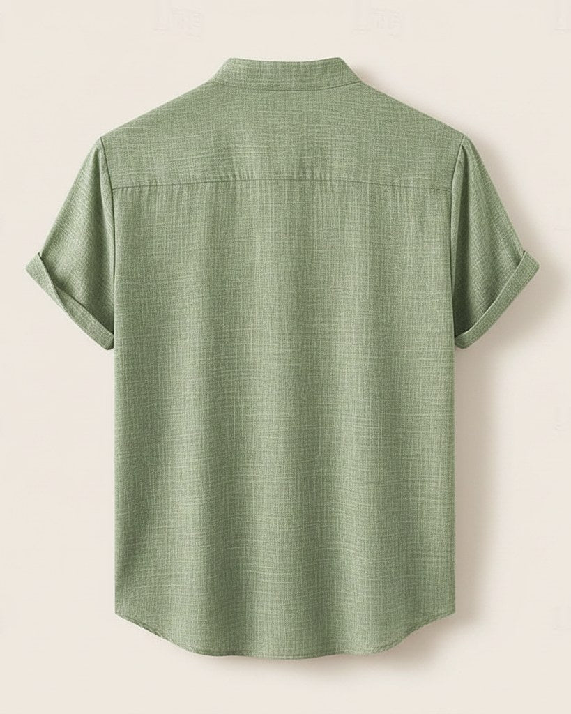 Idris T-Shirt - Linen in Aeh217 - profile back