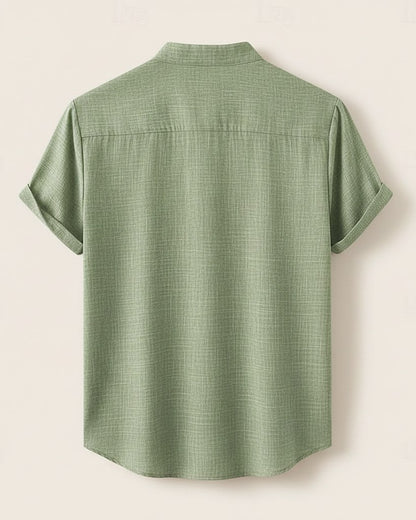 Idris T-Shirt - Linen in Aeh217 - profile back