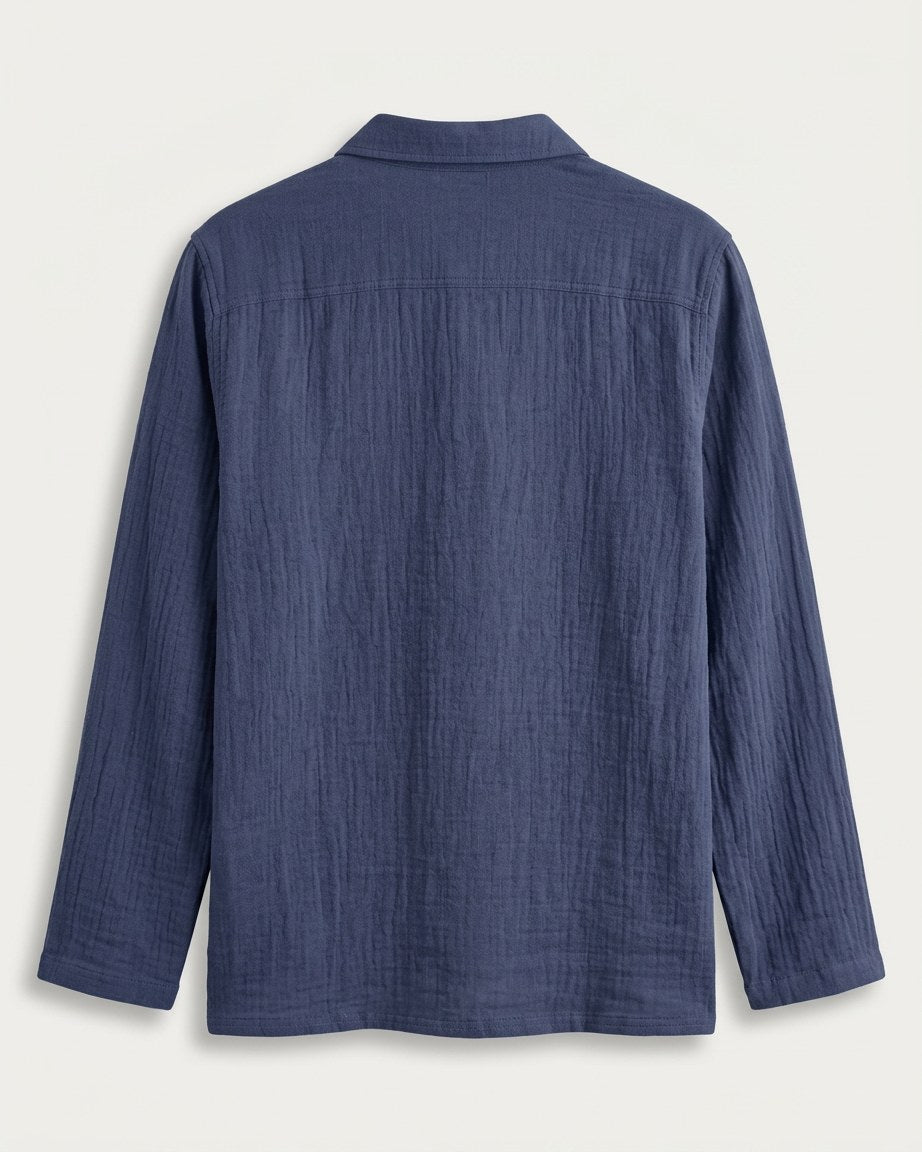 Ugo T-Shirt - Relaxed Linen in Navy blue - profile back