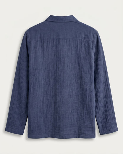 Ugo T-Shirt - Relaxed Linen in Navy blue - profile back
