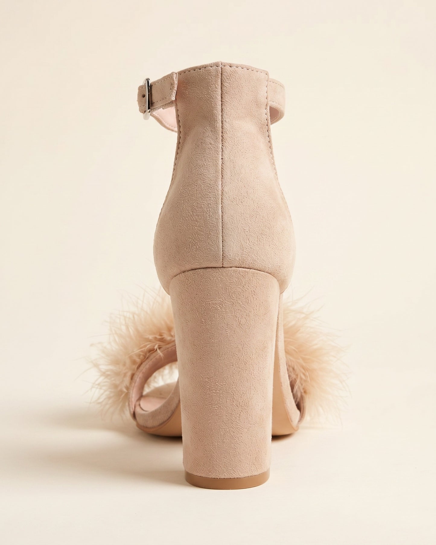 Uael Sandals - Block-Heel Suede in Beige - profile back