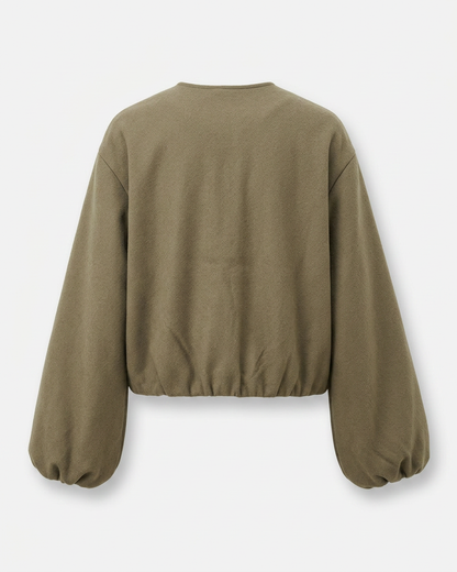 Lior Jacket - Zip in Khaki - profile back khaki