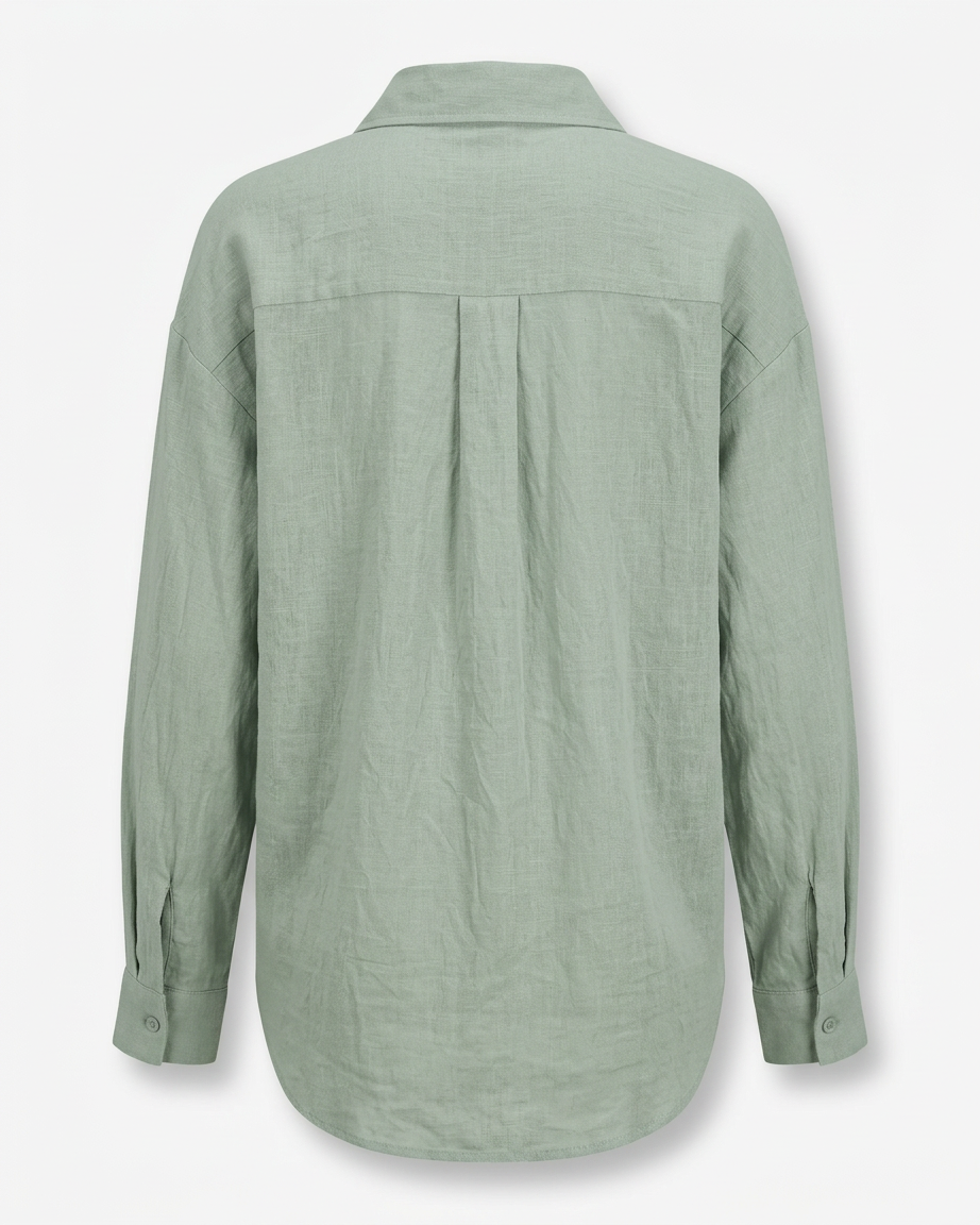 Ciel Shirt - Linen in Light Green - profile back light green