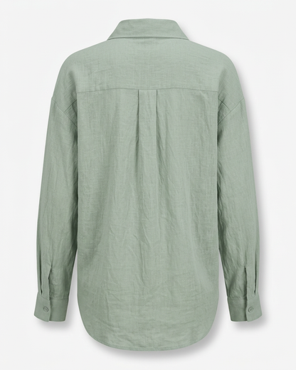 Ciel Shirt - Linen in Light Green - profile back light green