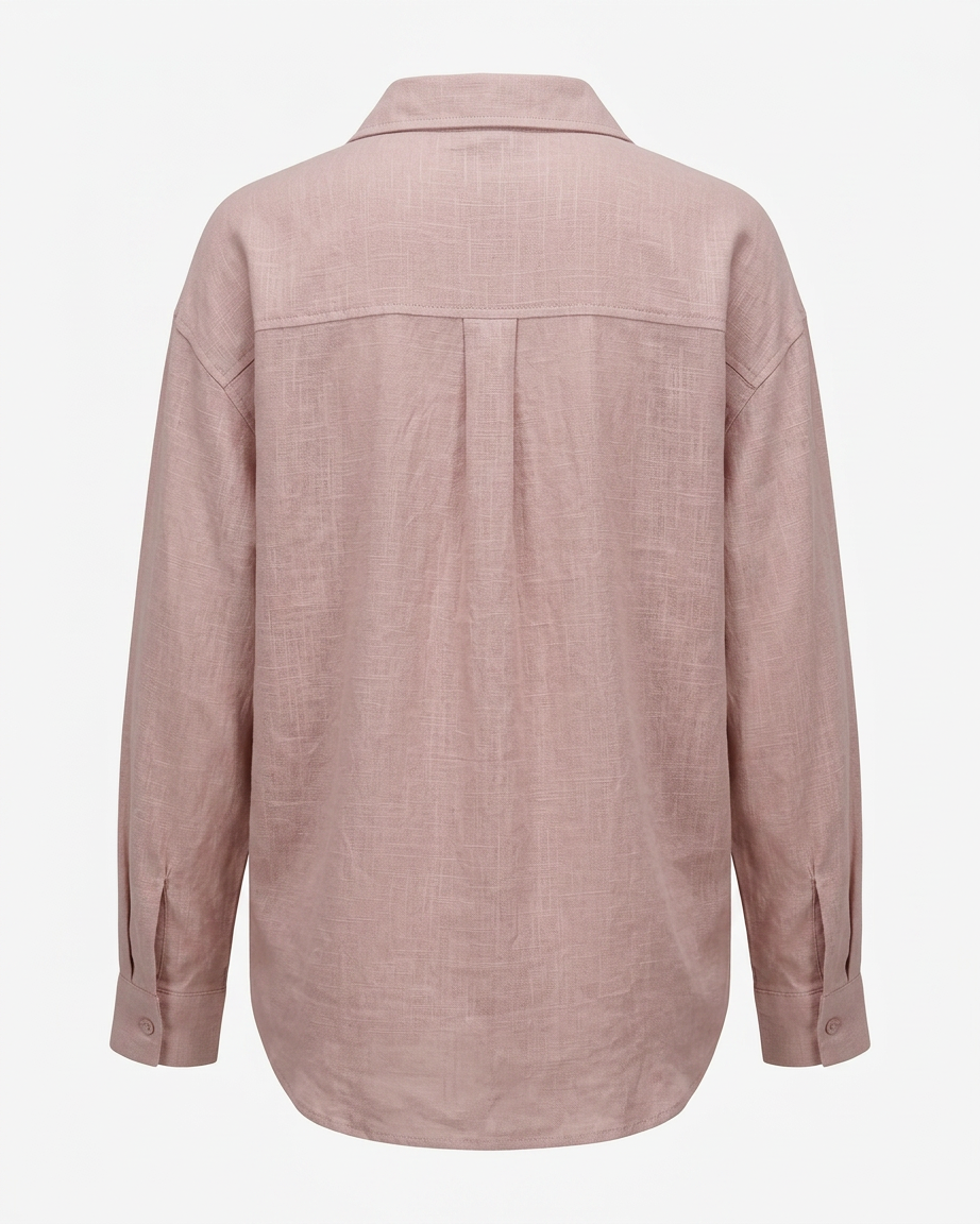 Ciel Shirt - Linen in Pink - profile back pink