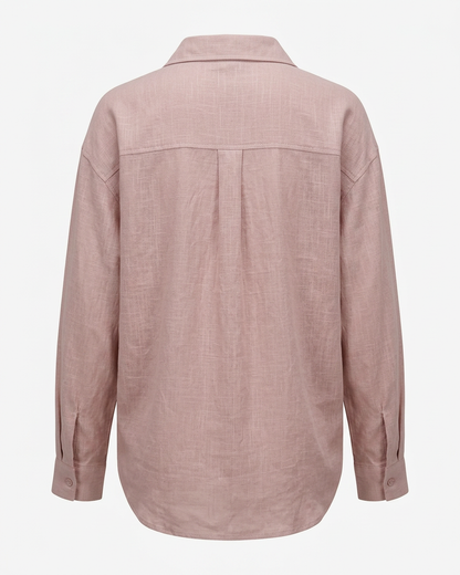 Ciel Shirt - Linen in Pink - profile back pink