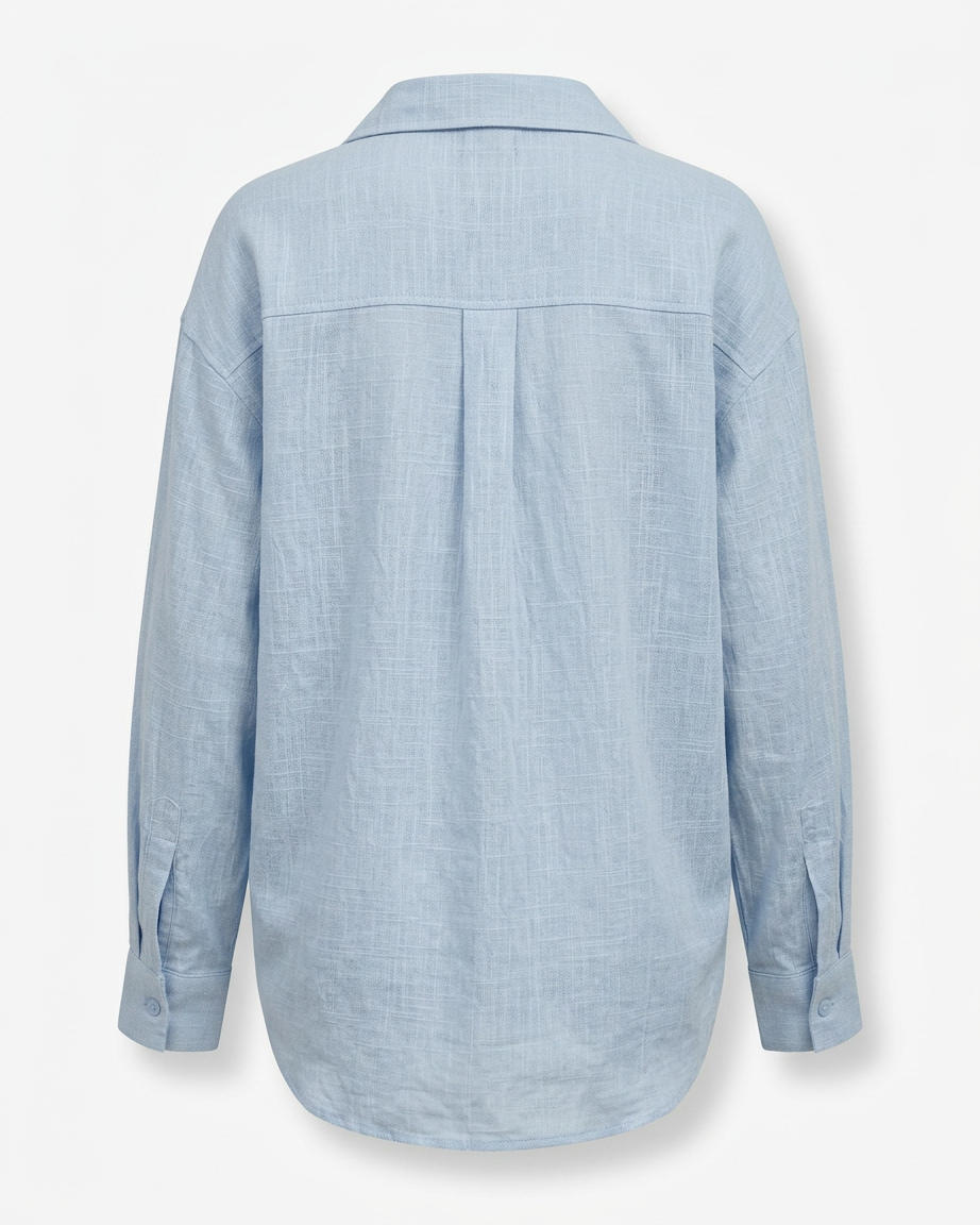 Ciel Shirt - Linen in SKY BLUE - profile back sky blue