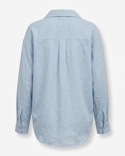 Ciel Shirt - Linen in SKY BLUE - profile back sky blue