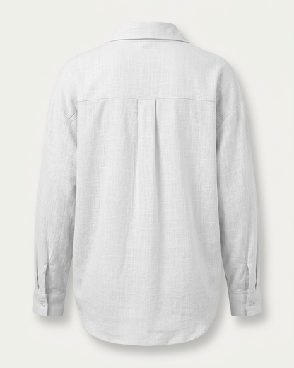 Ciel Shirt - Linen in WHITE - profile back white