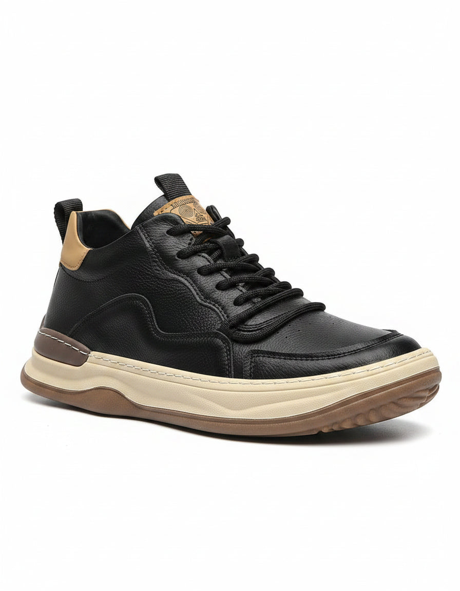Dael Shoes - Leather in Black Beige - profile detail