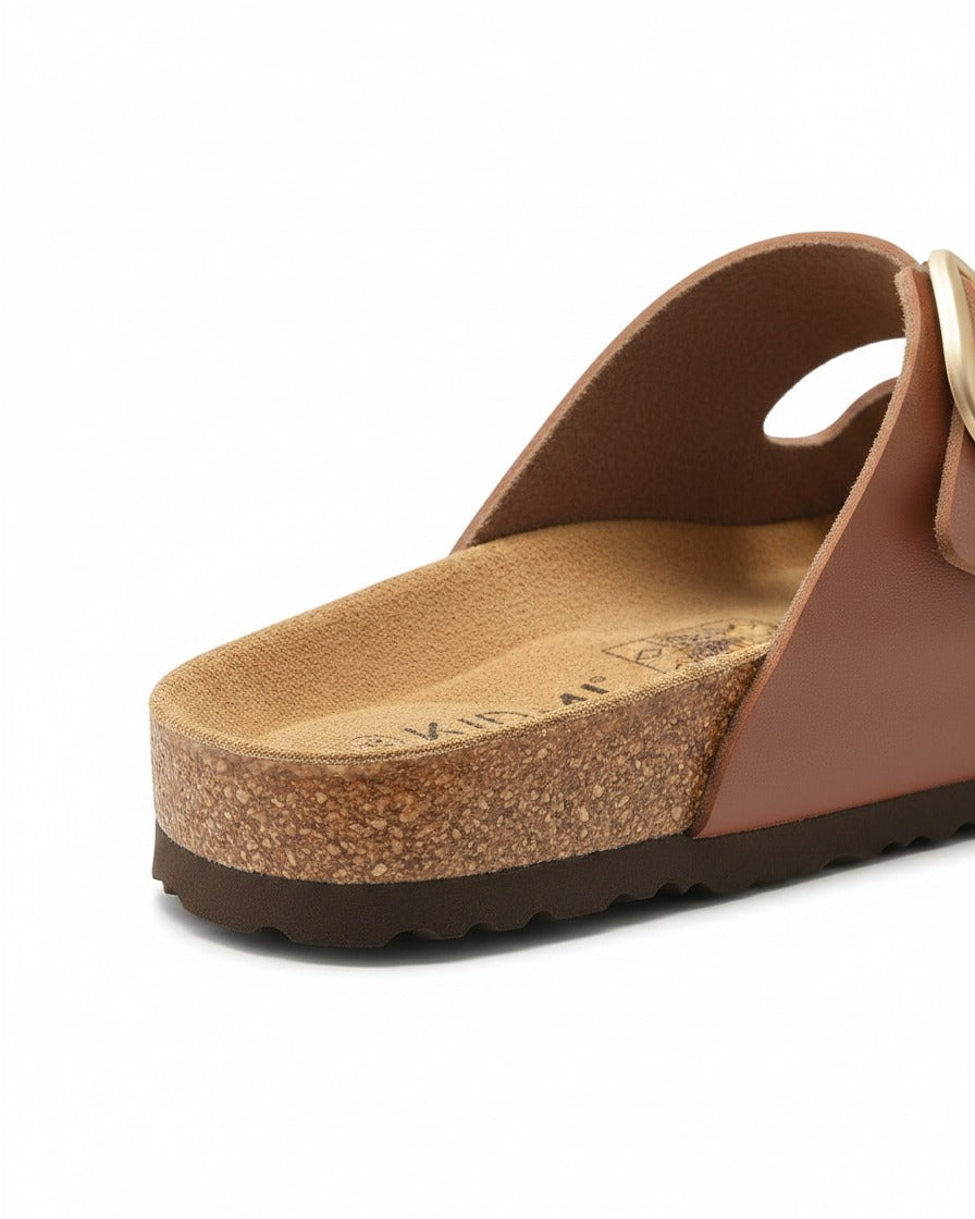Vela Sandals - Faux Leather in Brown - profile detail 2