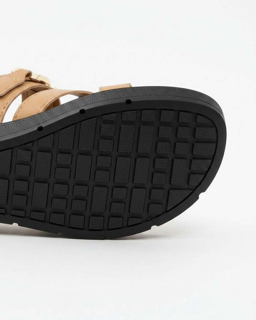Pael Sandals - Leather in Camel - profile detail 2