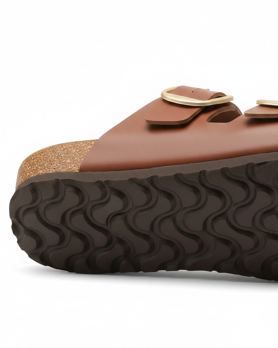 Gael Sandals - Faux Leather in Brown - profile detail 2